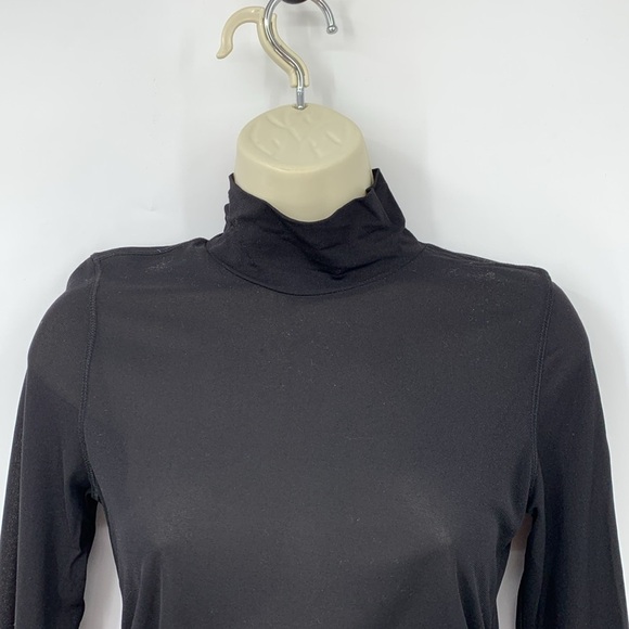 Wilfred mock neck tissue tee shirt blouse top black ruching long sleeve black S - Picture 2 of 4
